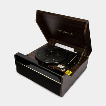 anillo Permeabilidad métrico Tocadiscos gramófono con radio y CD, de 4.4 W RMS, café