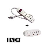 Kit de multitoma de 4 salidas + multitoma de pared de 3 salidas blanca