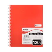 Cuaderno 105 argollado rayado 3 materias de 120 hojas College Ruled (surtido)