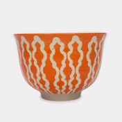 Bowl en cerámica de 700 ml naranja, diseño figuras beige