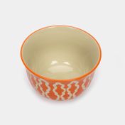 Bowl en cerámica de 700 ml naranja, diseño figuras beige