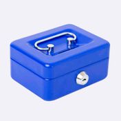 Caja menor con llave, azul, 12.5 x 9.5 x 6 cm