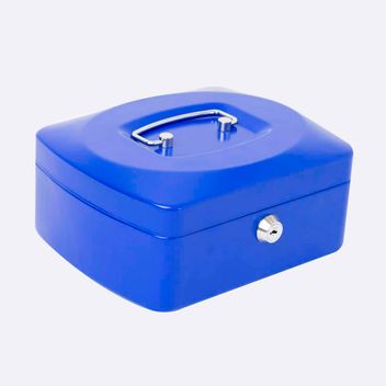 Caja menor con llave, azul, 12.5 x 9.5 x 6 cm