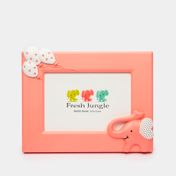 Portarretrato rosado, diseño elefante con globos