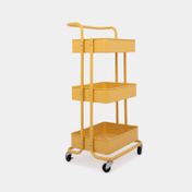 Organizador metálico de 3 niveles con ruedas, amarillo