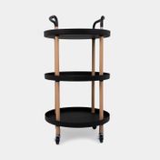 Organizador redondo de 3 niveles con ruedas, negro