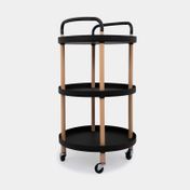 Organizador redondo de 3 niveles con ruedas, negro