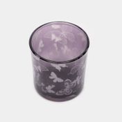 Portavela de vidrio diseño mariposas, morado