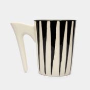 Mug de cerámica blanco de 450 ml con rayas negras
