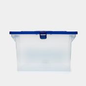 Caja para archivo transparente con tapa azul