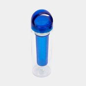 Botella plástica de 600 ml con infusor, transparente con azul