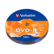 DVD-R grabable Verbatim 16x de 120 min  y 4.7 GB x 10 unidades