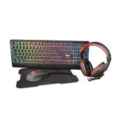 Combo 4 en 1 gaming Bundle Trust de teclado + audífonos + mouse + Pad mouse