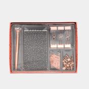 Set de papelería oro rosa con libreta negra