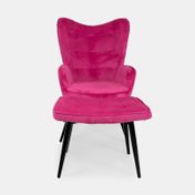 Silla de terciopelo con descansapiés, fucsia