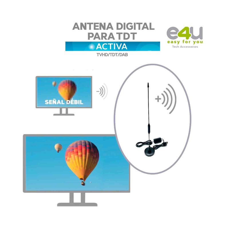 Antena digital activa amplificada para TDT