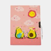 Diario infantil rosado, diseño aguacates
