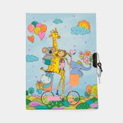 Diario infantil azul, diseño paseo en bicicleta