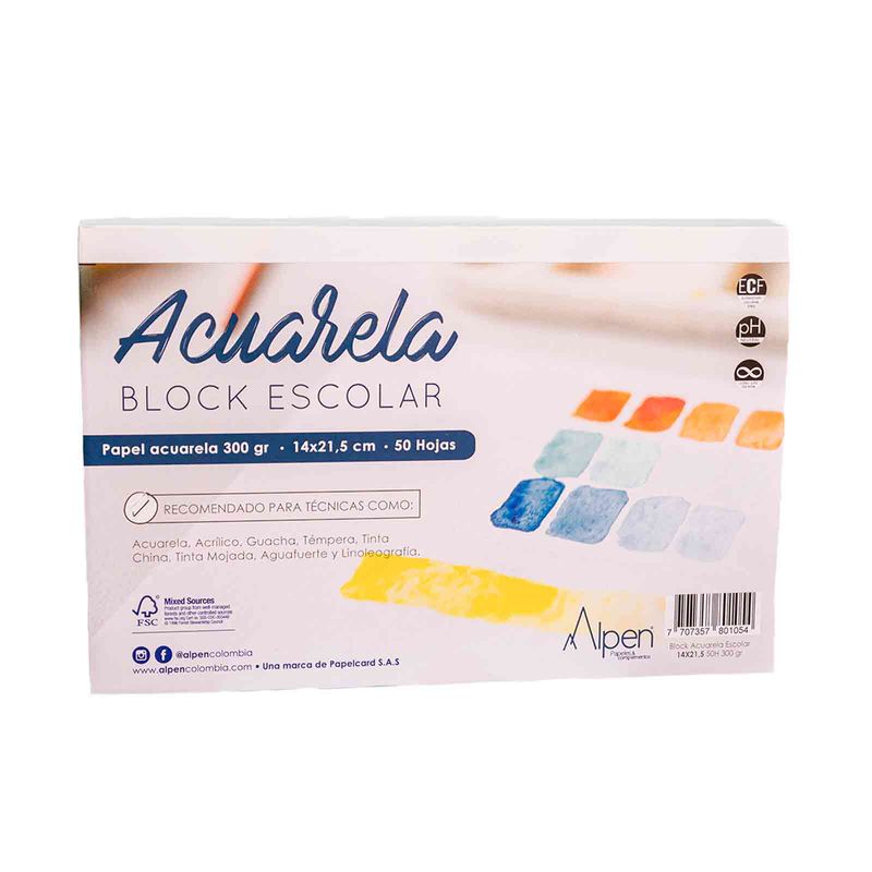 BLOC PAPEL ACUARELA A4 300 G X 20 HOJAS - LaPapelera