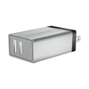 Cargador de pared USB doble, plateado con negro