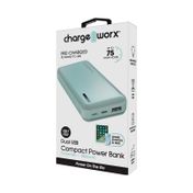 Batería portátil de 10.000 mAh con USB doble, color verde menta