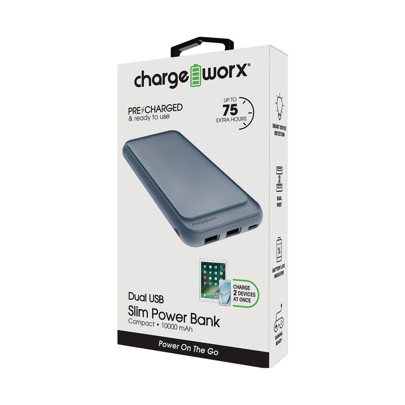 Batería portátil de 10.000 mAh 2.1A, azul