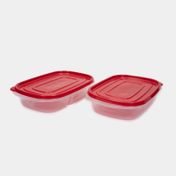 Set de recipiente con tapa roja de 2 compartimentos para alimentos x 2 unidades