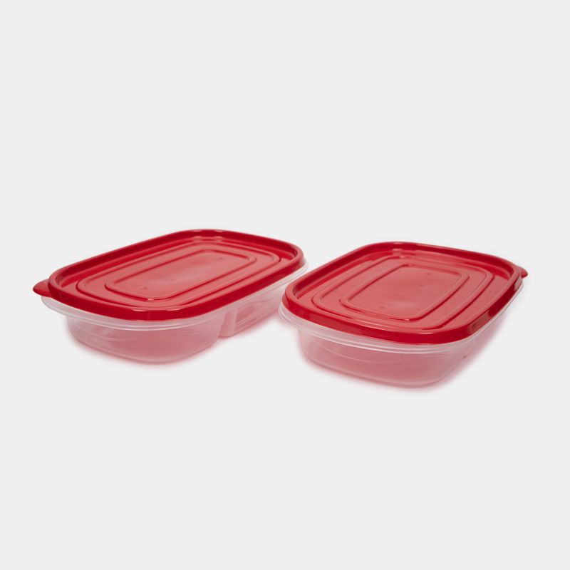 Set de recipiente con tapa roja de 2 compartimentos para alimentos x 2  unidades