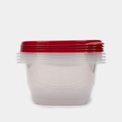 Set de recipiente con tapa roja para alimentos x 4 unidades
