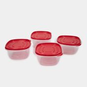 Set de recipiente con tapa roja para alimentos x 4 unidades