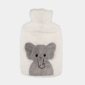 Bolsa para agua caliente de 2 litros con funda blanca, diseño elefante