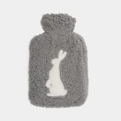 Bolsa para agua caliente de 2 litros con funda gris, diseño conejo