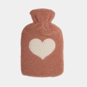 Bolsa para agua caliente de 2 litros con funda color sandía, diseño corazón