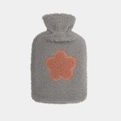Bolsa para agua caliente de 2 litros con funda gris, diseño flor