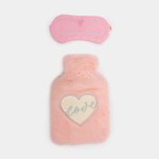 Bolsa térmica de 1 L con funda rosada + máscara para dormir