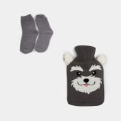 Bolsa térmica de 1 L con funda de perro + medias grises