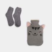 Bolsa térmica de 1 L con funda de gato + medias grises