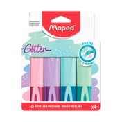 Resaltador grueso x 4 colores pastel Maped Glitter