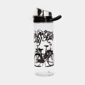 Botella transparente con negro de 750 ml, diseño city bike
