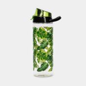 Botella transparente con verde de 750 ml, diseño hojas monstera