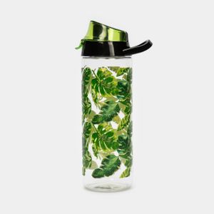 Botella transparente con verde de 750 ml, diseño hojas monstera