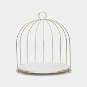 Soporte tipo jaula de metal en madera MDF, dorado/blanco