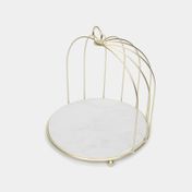 Soporte tipo jaula de metal en madera MDF, dorado/blanco