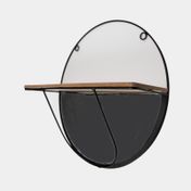 Repisa metálica en madera MDF, diseño circular con espejo