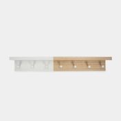 Repisa en madera MDF con perchero, blanca/natural