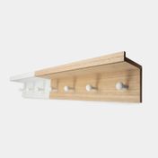 Repisa en madera MDF con perchero, blanca/natural