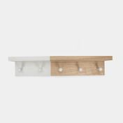 Repisa en madera MDF con perchero, natural/blanco