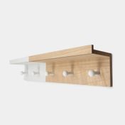 Repisa en madera MDF con perchero, natural/blanco
