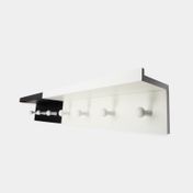 Repisa en madera MDF con perchero, blanca/negra