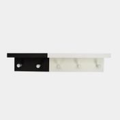 Repisa en madera MDF con perchero, negra con blanco